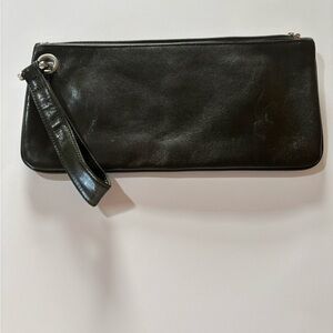 HOBO Forest Green Wristlet Wallet with Lime Green Interior.